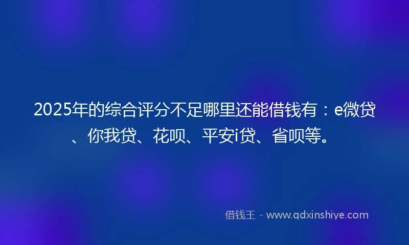 2025年的综合评分不足哪里还能借钱有：e微贷、你我贷、花呗、平安i贷、省呗等。