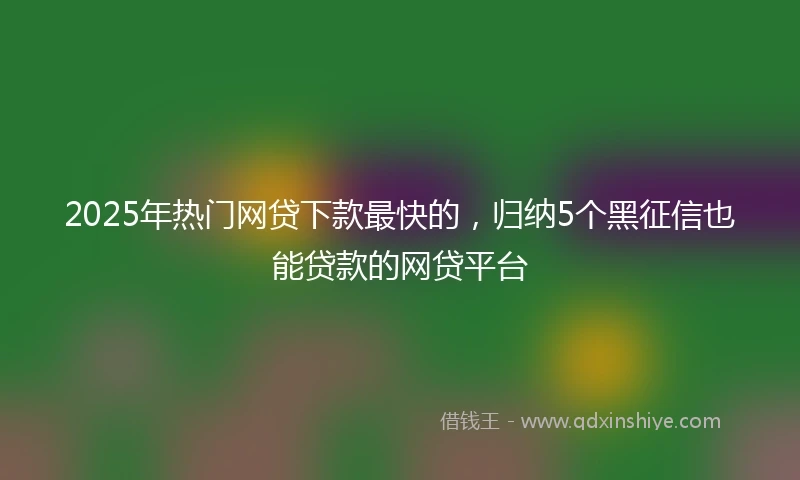 2025年热门网贷下款最快的,归纳5个黑征信也能贷款的网贷平台