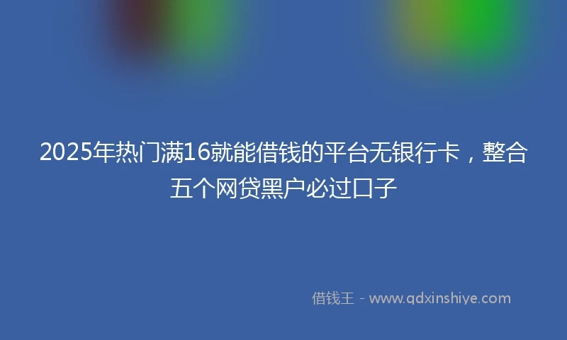 2025年热门满16就能借钱的平台无银行卡，整合五个网贷黑户必过口子