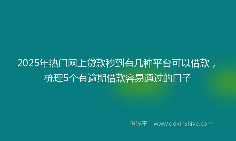 2025年热门网上贷款秒到有几种平台可以借款，梳理5个有逾期借款容易通过的口子