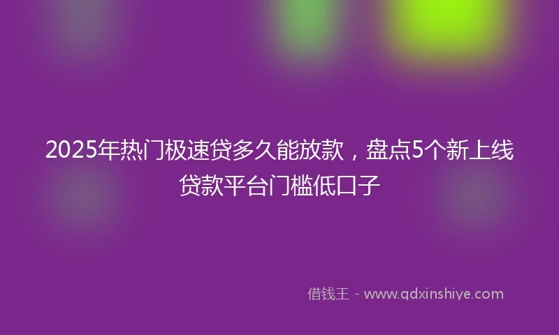 2025年热门极速贷多久能放款，盘点5个新上线贷款平台门槛低口子