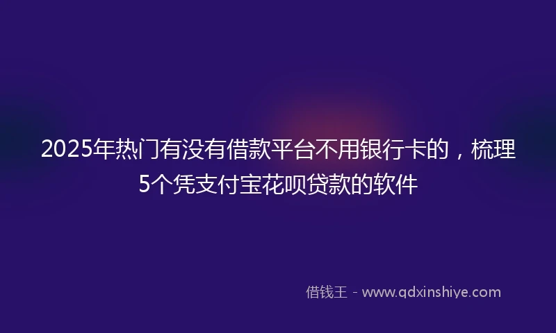 2025年热门有没有借款平台不用银行卡的，梳理5个凭支付宝花呗贷款的软件