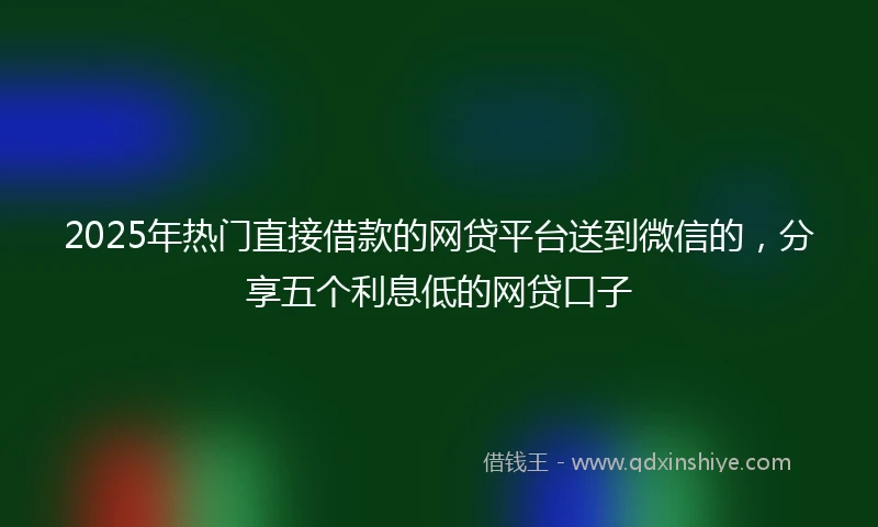 2025年热门直接借款的网贷平台送到微信的，分享五个利息低的网贷口子