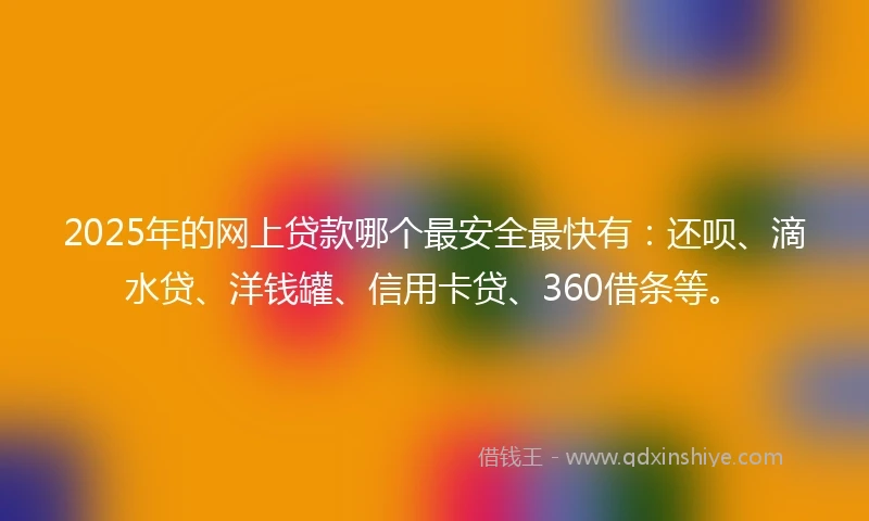 2025年的网上贷款哪个最安全最快有：还呗、滴水贷、洋钱罐、信用卡贷、360借条等。