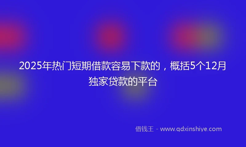 2025年热门短期借款容易下款的，概括5个12月独家贷款的平台