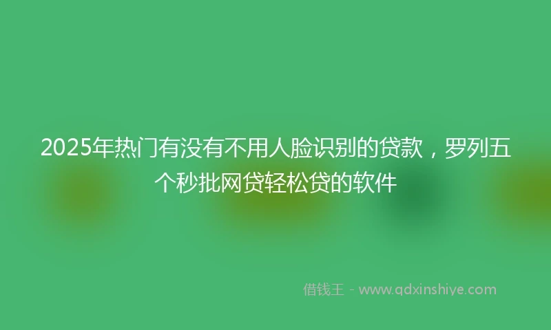 2025年热门有没有不用人脸识别的贷款，罗列五个秒批网贷轻松贷的软件