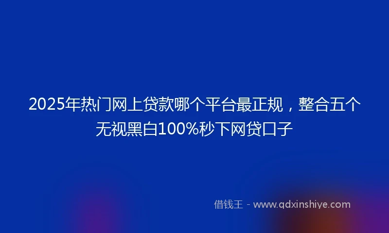 2025年热门网上贷款哪个平台最正规，整合五个无视黑白100%秒下网贷口子