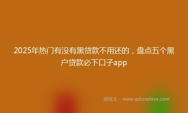 2025年热门有没有黑贷款不用还的，盘点五个黑户贷款必下口子app