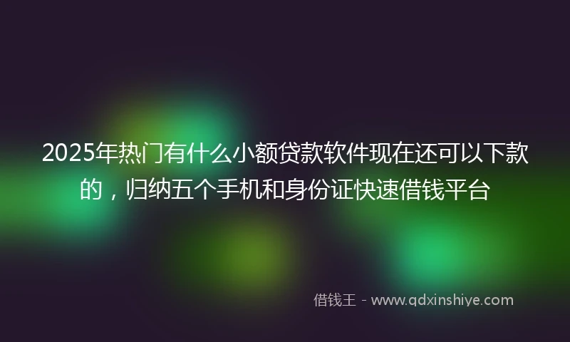 2025年热门有什么小额贷款软件现在还可以下款的，归纳五个手机和身份证快速借钱平台