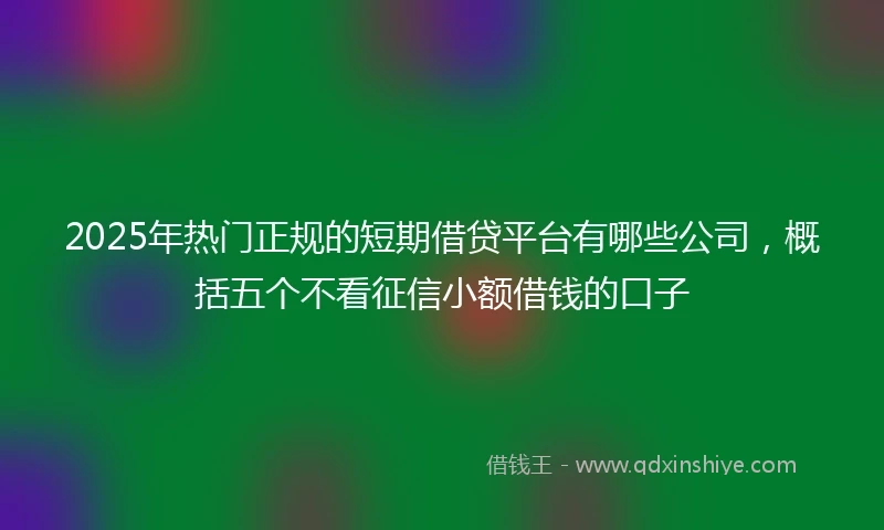 2025年热门正规的短期借贷平台有哪些公司，概括五个不看征信小额借钱的口子
