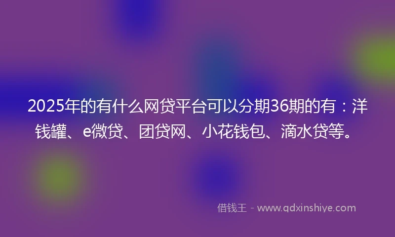 2025年的有什么网贷平台可以分期36期的有：洋钱罐、e微贷、团贷网、小花钱包、滴水贷等。
