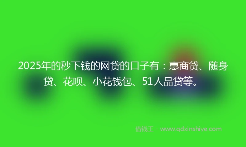 2025年的秒下钱的网贷的口子有：惠商贷、随身贷、花呗、小花钱包、51人品贷等。