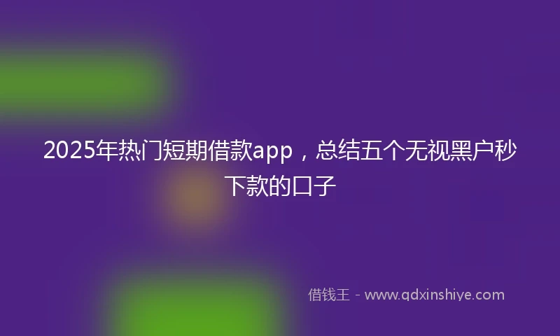2025年热门短期借款app，总结五个无视黑户秒下款的口子