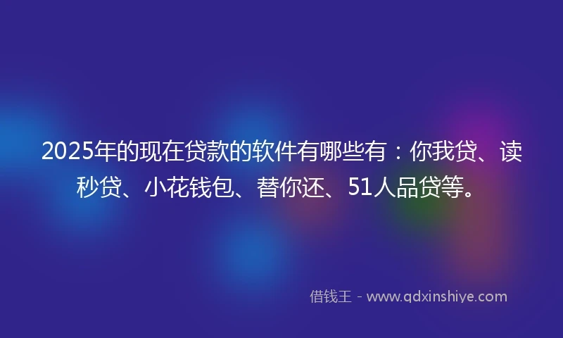 2025年的现在贷款的软件有哪些有：你我贷、读秒贷、小花钱包、替你还、51人品贷等。