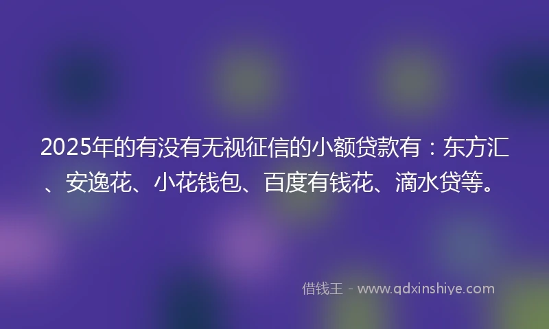 2025年的有没有无视征信的小额贷款有：东方汇、安逸花、小花钱包、百度有钱花、滴水贷等。