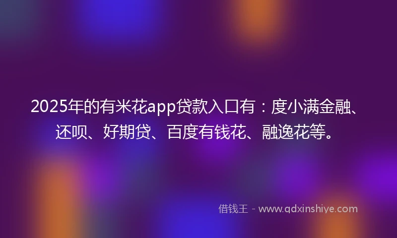 2025年的有米花app贷款入口有：度小满金融、还呗、好期贷、百度有钱花、融逸花等。