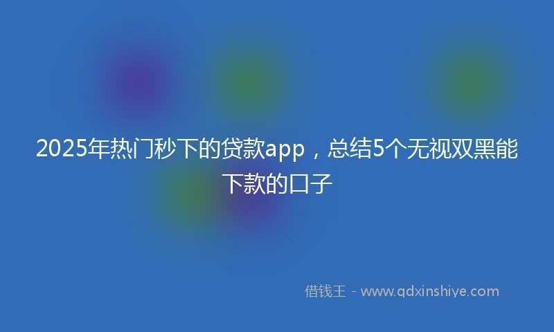 2025年热门秒下的贷款app，总结5个无视双黑能下款的口子
