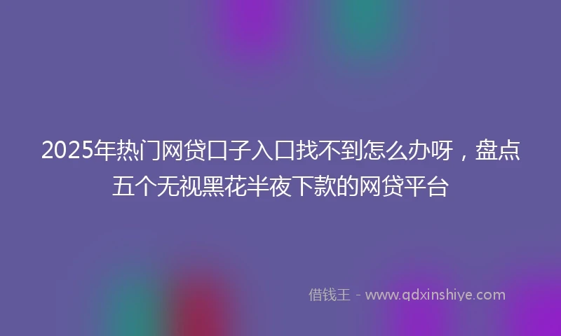2025年热门网贷口子入口找不到怎么办呀，盘点五个无视黑花半夜下款的网贷平台