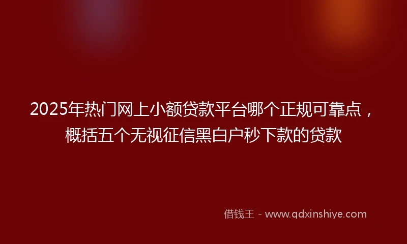 2025年热门网上小额贷款平台哪个正规可靠点，概括五个无视征信黑白户秒下款的贷款