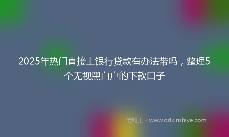 2025年热门直接上银行贷款有办法带吗，整理5个无视黑白户的下款口子