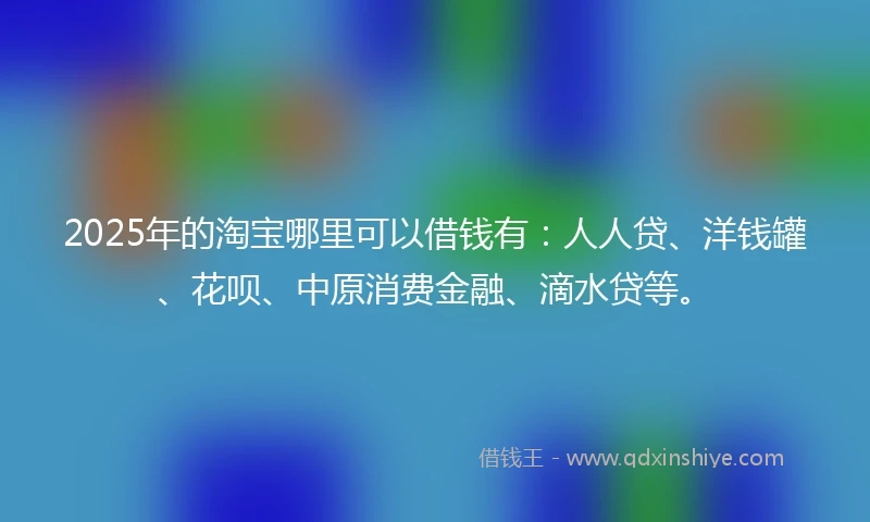 2025年的淘宝哪里可以借钱有：人人贷、洋钱罐、花呗、中原消费金融、滴水贷等。