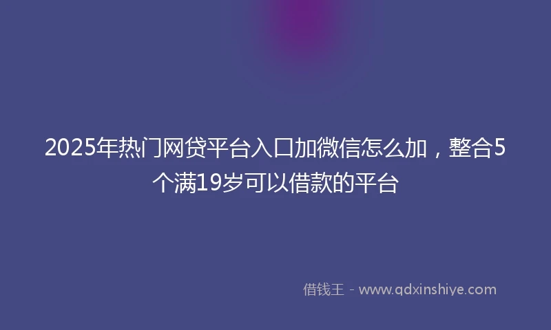 2025年热门网贷平台入口加微信怎么加，整合5个满19岁可以借款的平台