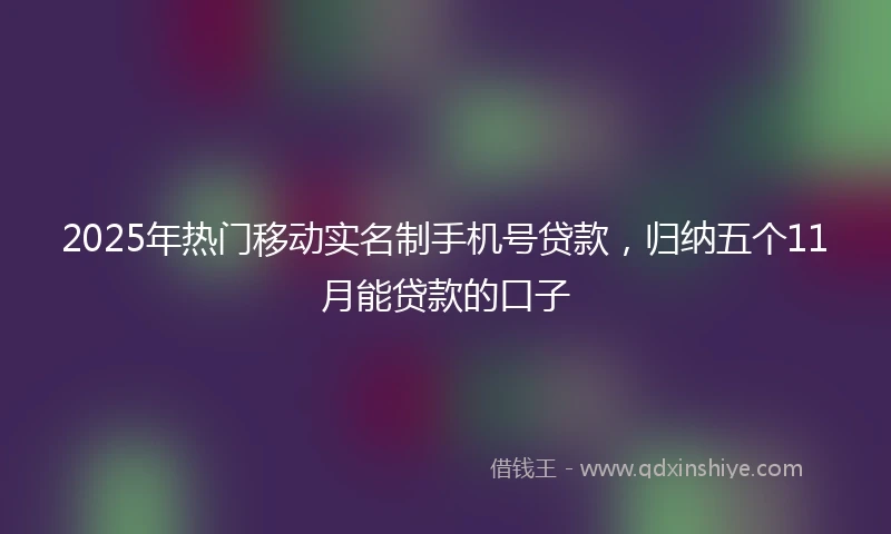 2025年热门移动实名制手机号贷款，归纳五个11月能贷款的口子
