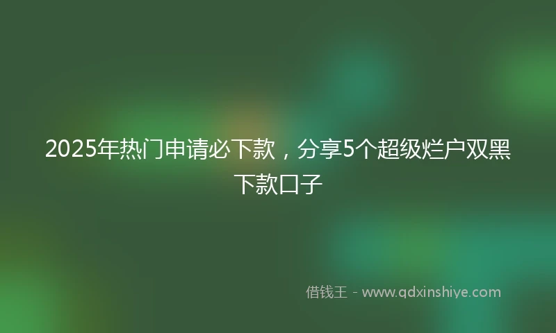 2025年热门申请必下款，分享5个超级烂户双黑下款口子