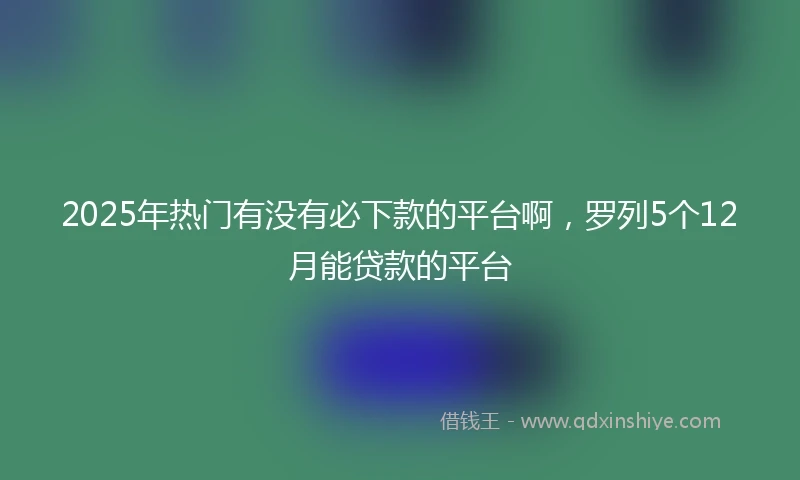 2025年热门有没有必下款的平台啊，罗列5个12月能贷款的平台