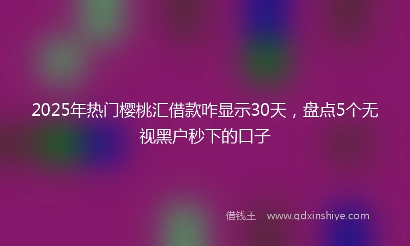 2025年热门樱桃汇借款咋显示30天，盘点5个无视黑户秒下的口子