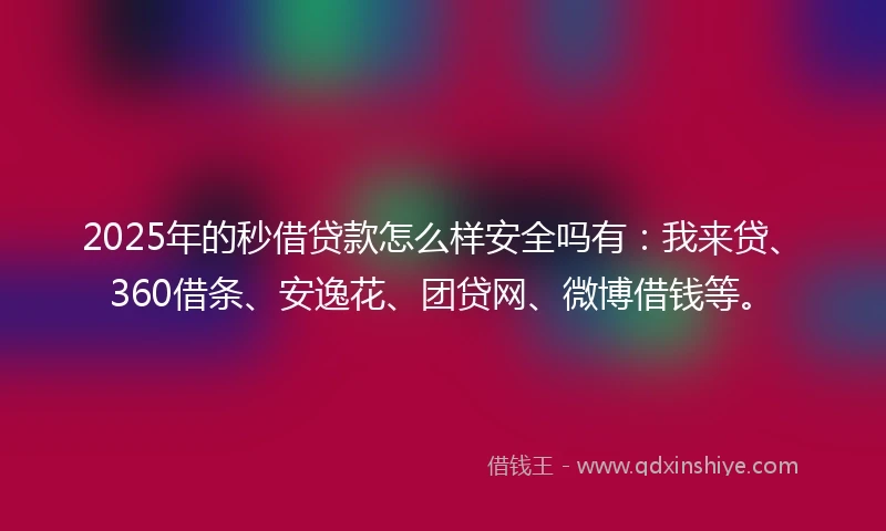 2025年的秒借贷款怎么样安全吗有：我来贷、360借条、安逸花、团贷网、微博借钱等。
