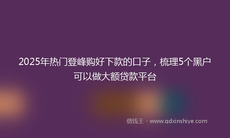 2025年热门登峰购好下款的口子，梳理5个黑户可以做大额贷款平台