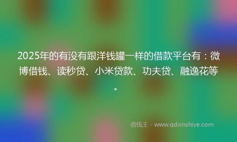 2025年的有没有跟洋钱罐一样的借款平台有：微博借钱、读秒贷、小米贷款、功夫贷、融逸花等。