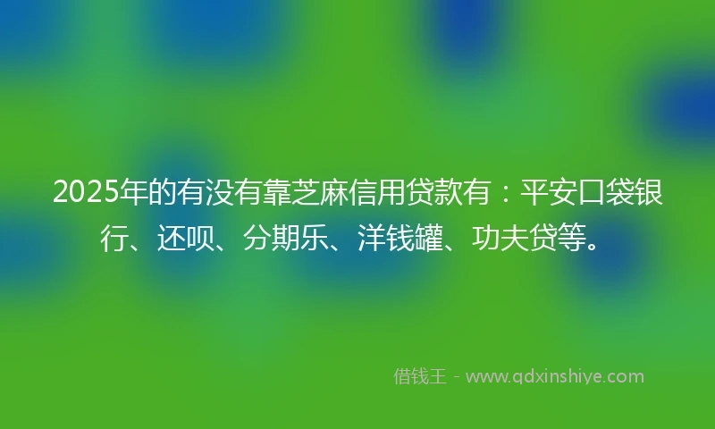 2025年的有没有靠芝麻信用贷款有：平安口袋银行、还呗、分期乐、洋钱罐、功夫贷等。