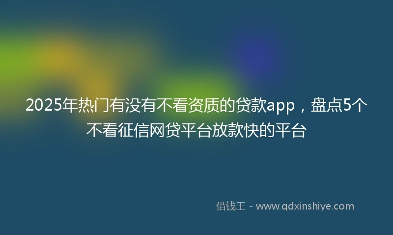 2025年热门有没有不看资质的贷款app，盘点5个不看征信网贷平台放款快的平台