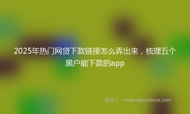 2025年热门网贷下款链接怎么弄出来，梳理五个黑户能下款的app