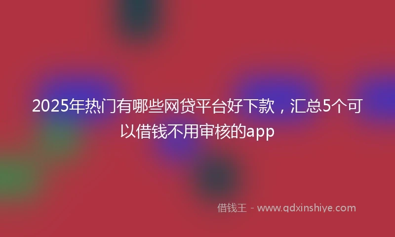 2025年热门有哪些网贷平台好下款，汇总5个可以借钱不用审核的app