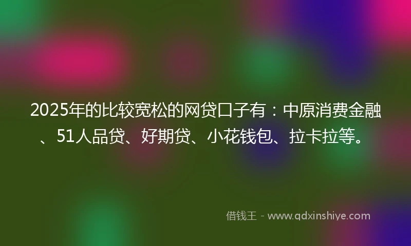 2025年的比较宽松的网贷口子有：中原消费金融、51人品贷、好期贷、小花钱包、拉卡拉等。