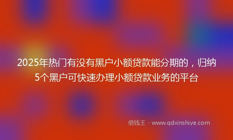 2025年热门有没有黑户小额贷款能分期的，归纳5个黑户可快速办理小额贷款业务的平台