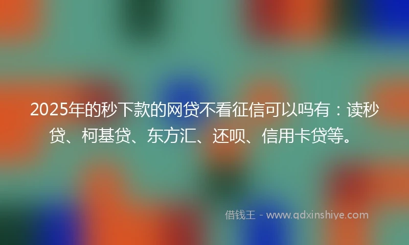 2025年的秒下款的网贷不看征信可以吗有：读秒贷、柯基贷、东方汇、还呗、信用卡贷等。