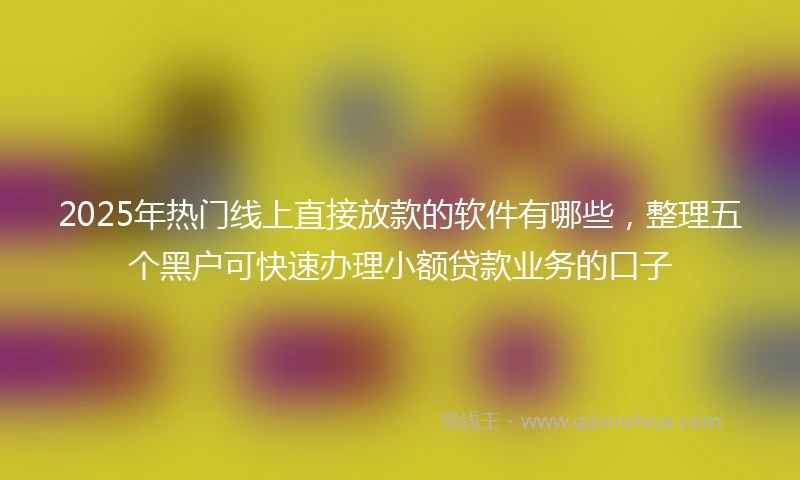 2025年热门线上直接放款的软件有哪些，整理五个黑户可快速办理小额贷款业务的口子