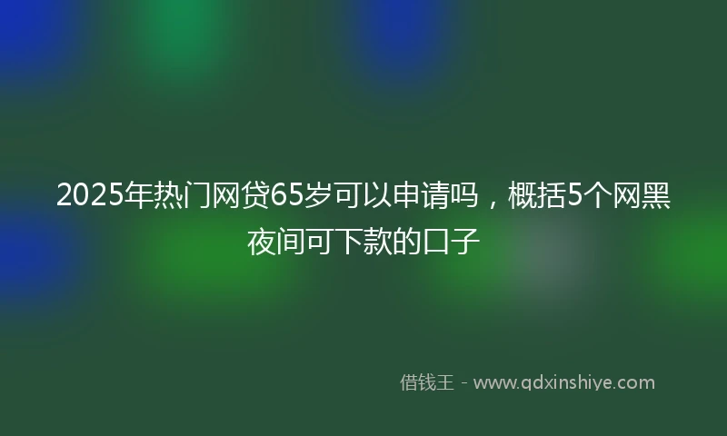 2025年热门网贷65岁可以申请吗，概括5个网黑夜间可下款的口子