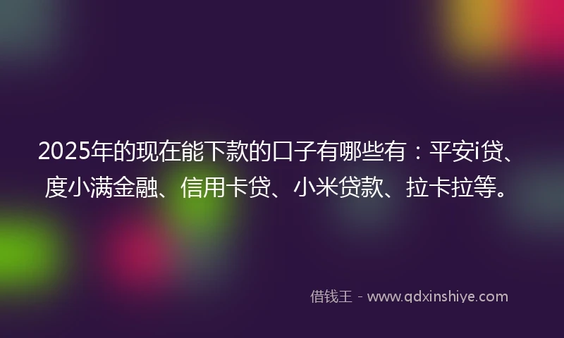 2025年的现在能下款的口子有哪些有：平安i贷、度小满金融、信用卡贷、小米贷款、拉卡拉等。
