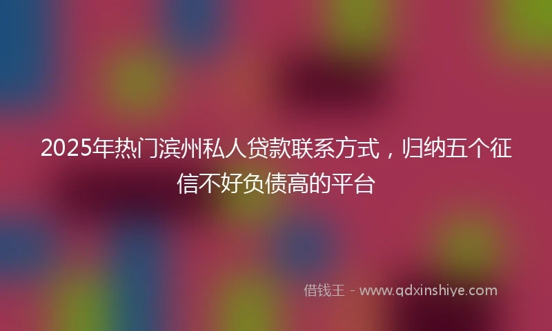 2025年热门滨州私人贷款联系方式，归纳五个征信不好负债高的平台