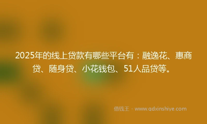 2025年的线上贷款有哪些平台有：融逸花、惠商贷、随身贷、小花钱包、51人品贷等。