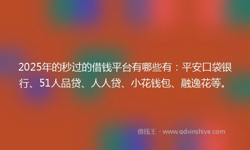 2025年的秒过的借钱平台有哪些有：平安口袋银行、51人品贷、人人贷、小花钱包、融逸花等。