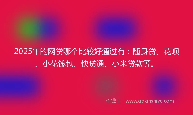 2025年的网贷哪个比较好通过有：随身贷、花呗、小花钱包、快贷通、小米贷款等。