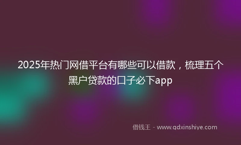 2025年热门网借平台有哪些可以借款，梳理五个黑户贷款的口子必下app