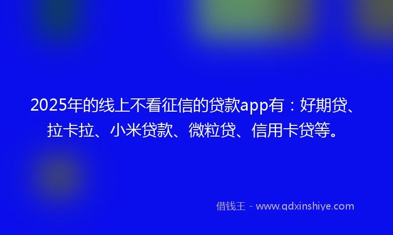 2025年的线上不看征信的贷款app有：好期贷、拉卡拉、小米贷款、微粒贷、信用卡贷等。