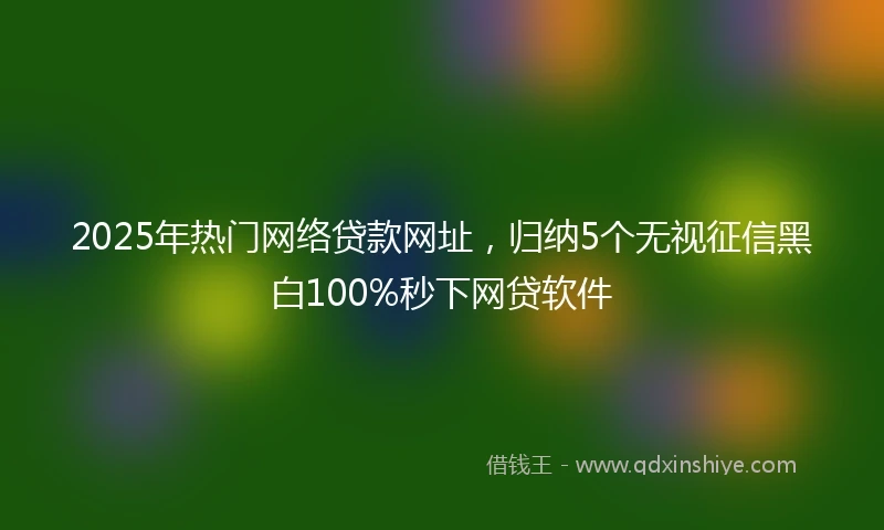 2025年热门网络贷款网址，归纳5个无视征信黑白100%秒下网贷软件